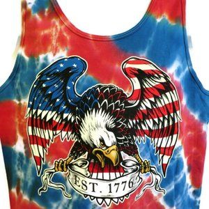 Spirit Of America Patriotic Tank Tee Eagle Red White Blue Tye Die Flag M